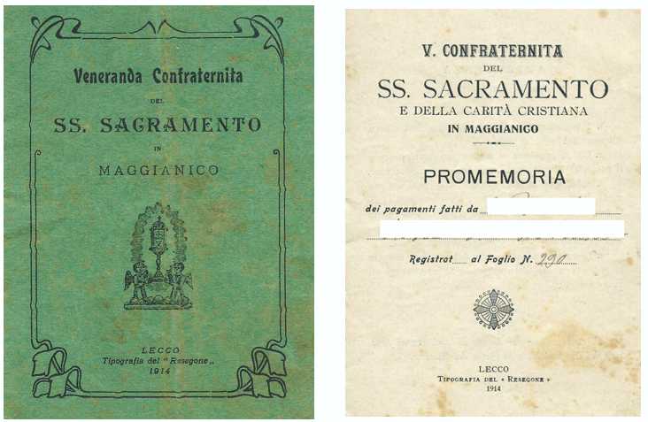 tessera della Confraternita del 1914